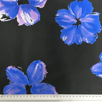 Blue flowers on a black background | Cotton