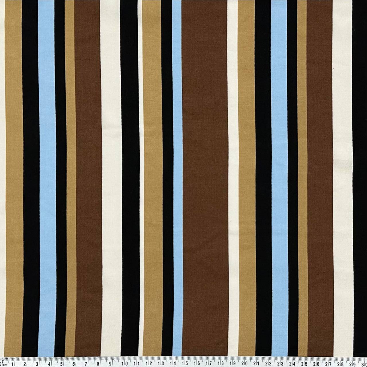 Striped earth tones with a subtle light blue accent | Viscose