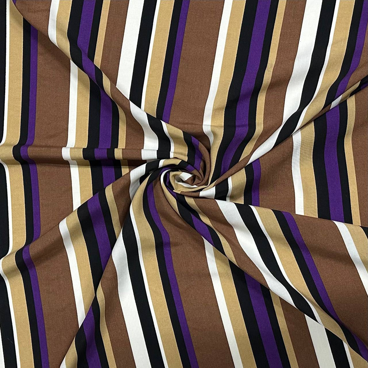 Striped earth tones with a subtle purple accent | Viscose