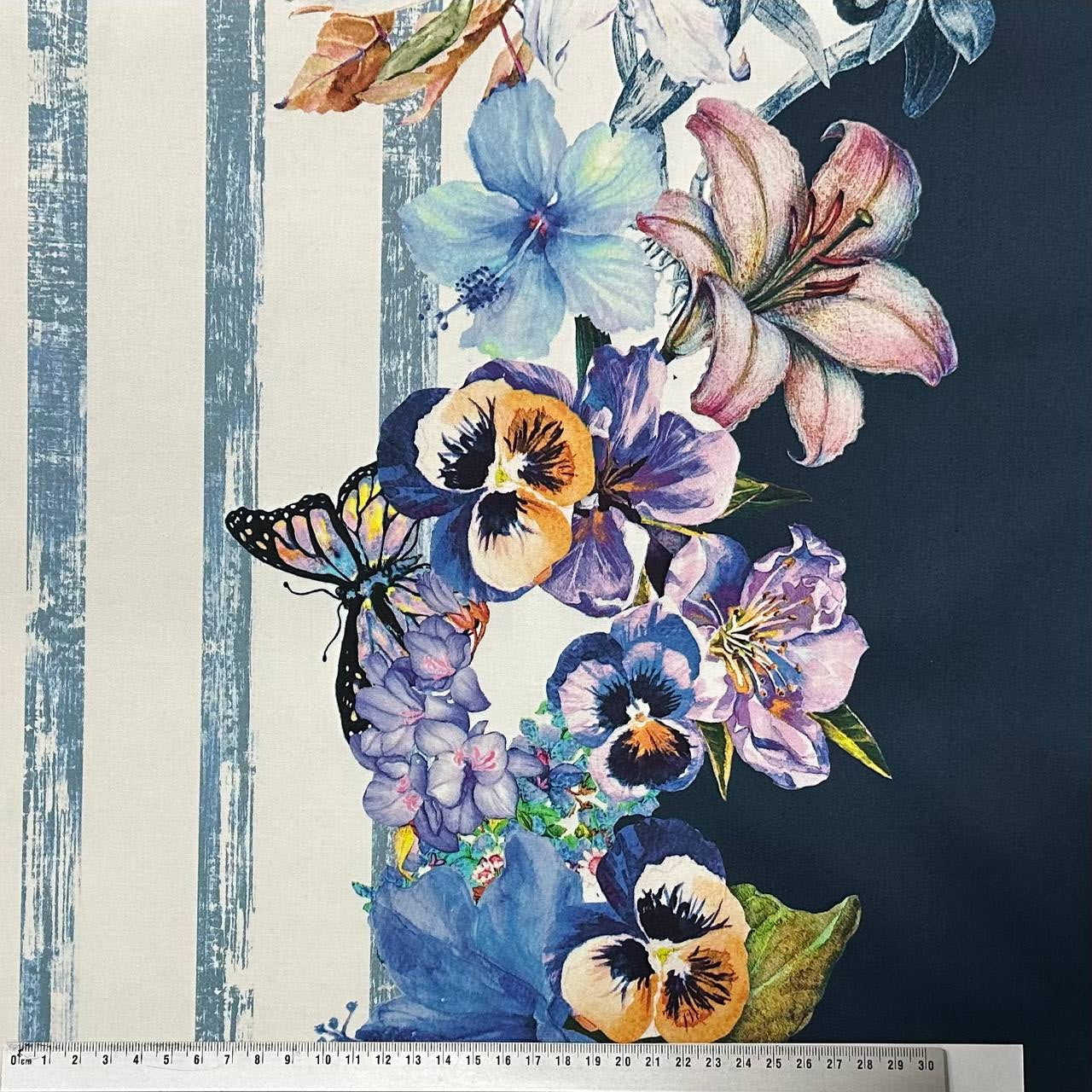 Flower garden on stripes | Cotton