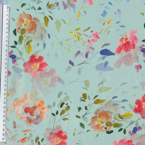Watercolor flowers on turquoise | chiffon