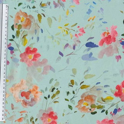 Watercolor flowers on turquoise | chiffon