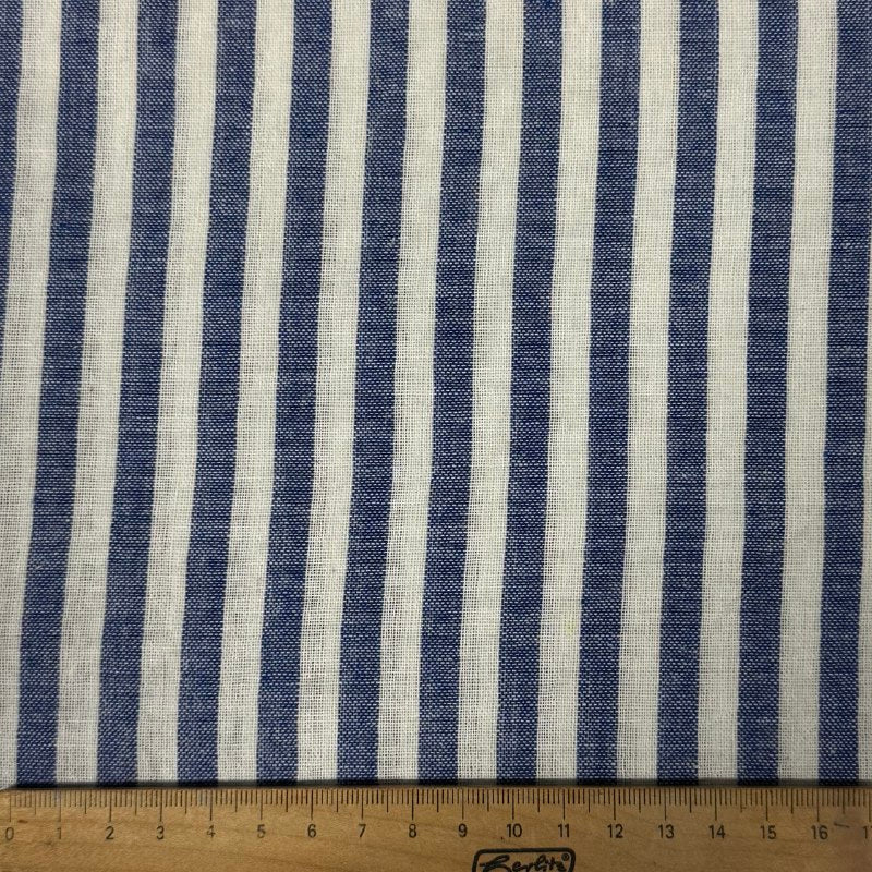 Gestreifter Baumwollstoff Blau-Weiß | 100% Baumwolle
