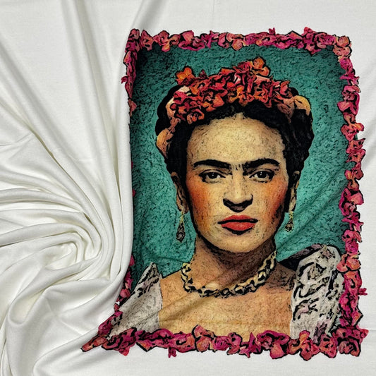 Künstlerischer Panelstoff - Buntes Portrait-Design | Viskose