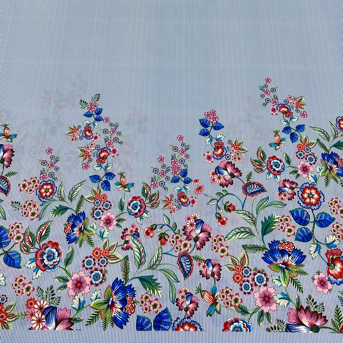 Gestreifter Bordürenstoffpaneele mit Blumen | Baumwolle
