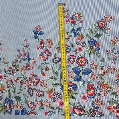 Gestreifter Bordürenstoffpaneele mit Blumen | Baumwolle