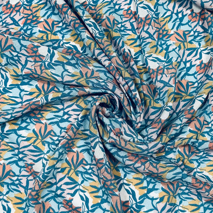 Abstract Leaves - Feiner Viskosestoff mit Blätterdesign | 100% Viskose