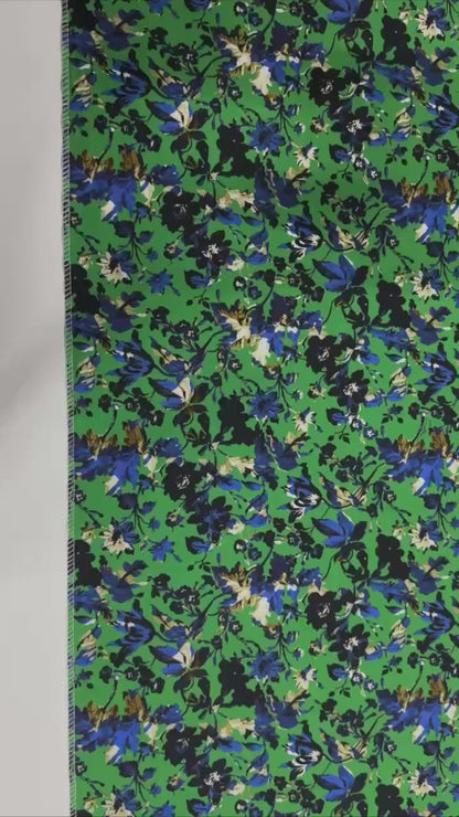 Blue flowers on green | Cotton