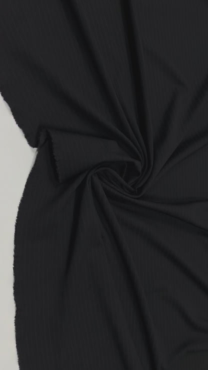 Schwarzer Nadelstreifen-Stoff | Punto Milano