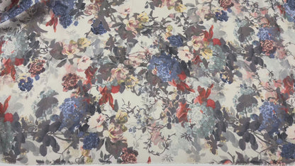 Vintage Garden - Blumenstoff in Aquarelloptik | Seide-Baumwolle Mix