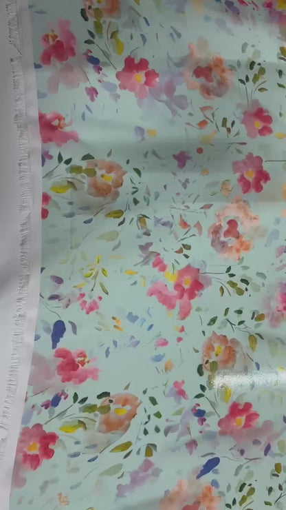 Watercolor flowers on turquoise | chiffon