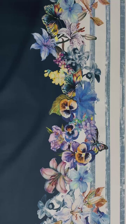 Flower garden on stripes | Cotton