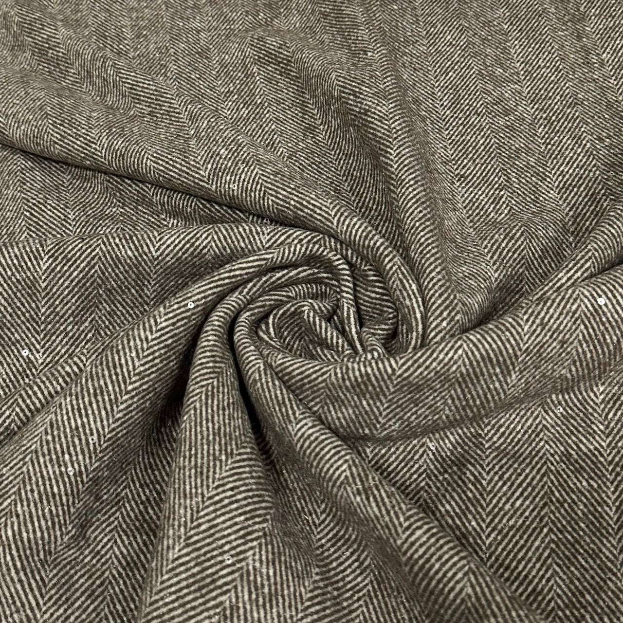 Fischgräten Wollmix mit feinen Pailletten | Wolle