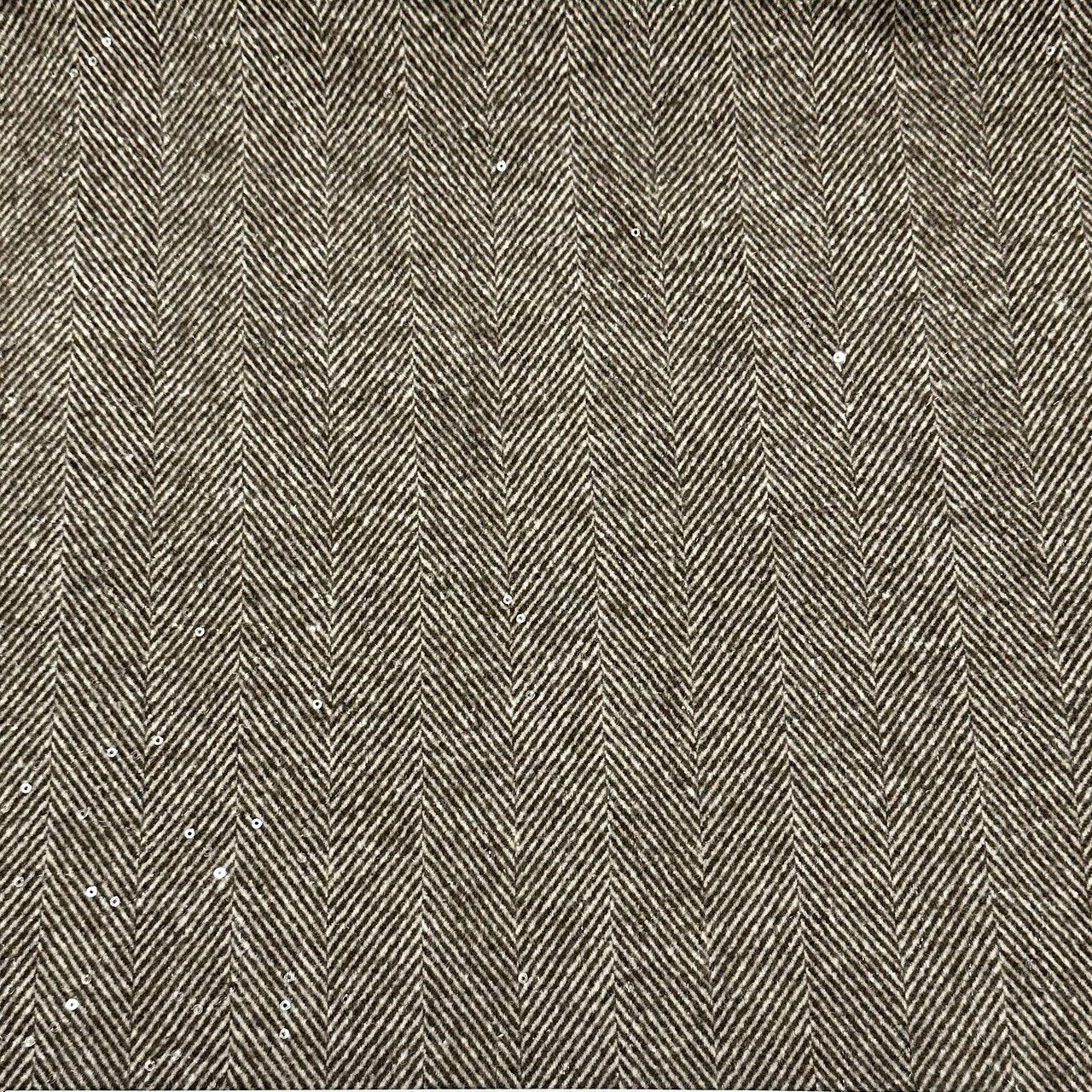 Fischgräten Wollmix mit feinen Pailletten | Wolle